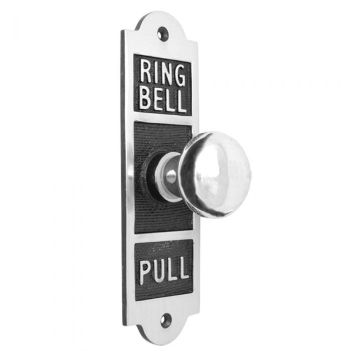 Oblong Embossed Bell Pull Mechanical - Polished Chrome