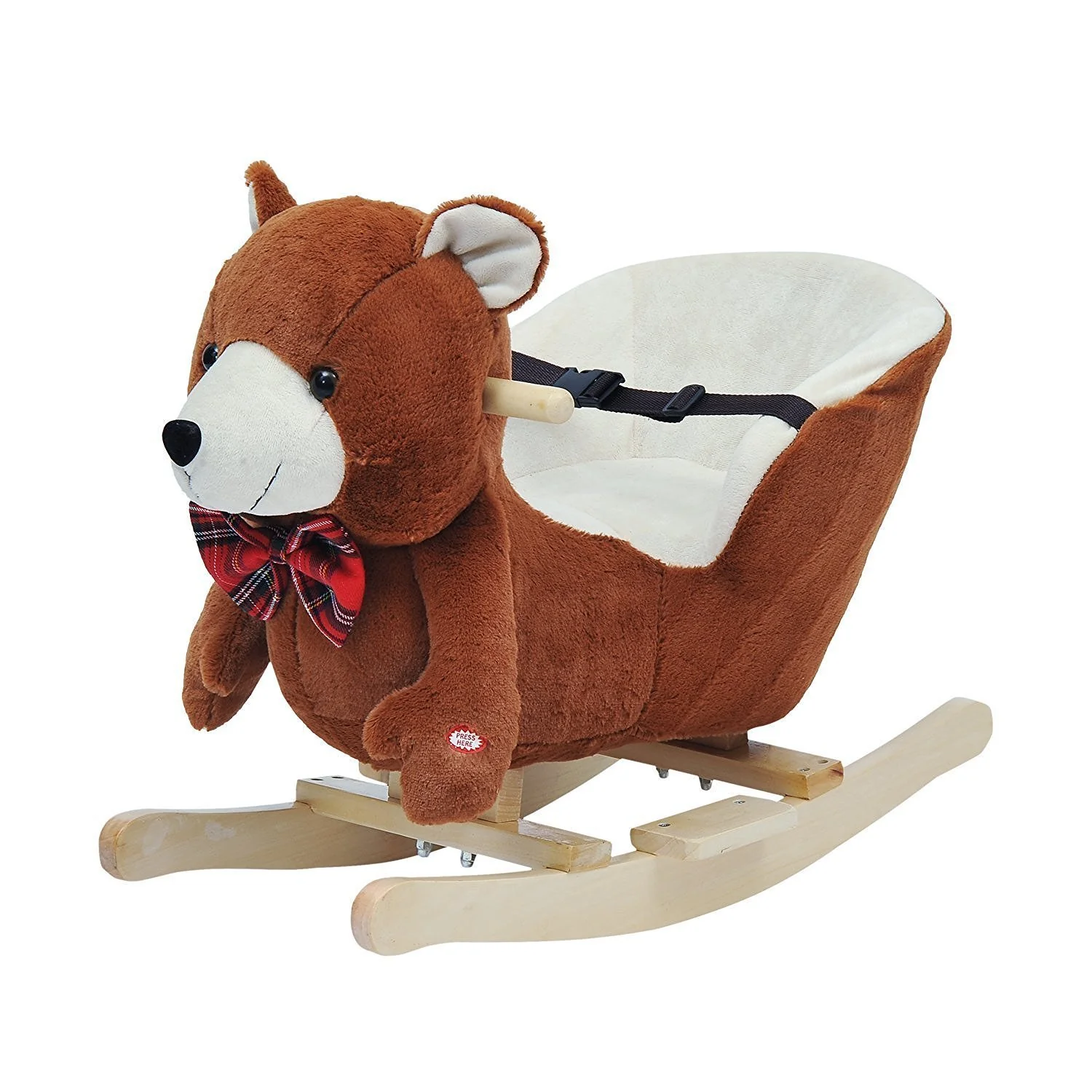 HOMCOM Schaukeltier Bär mit Musik Sicherheitsgurt Plüsch