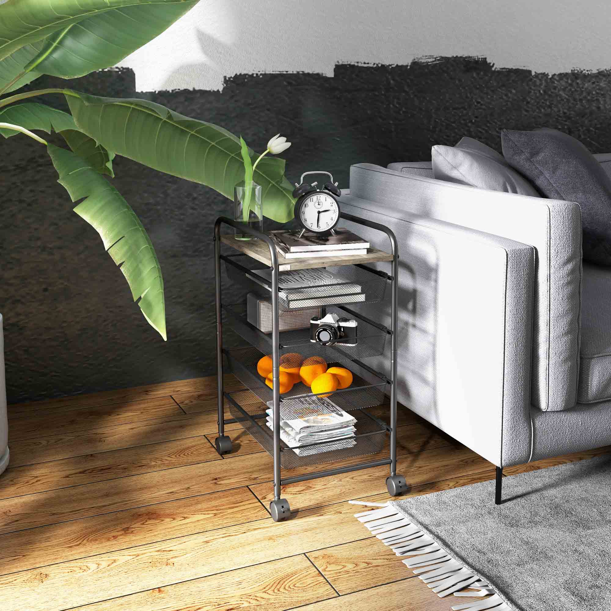 HOMCOM Servierwagen Rollwagen 5-stufiger Stauraum vielseitig einsetzbar