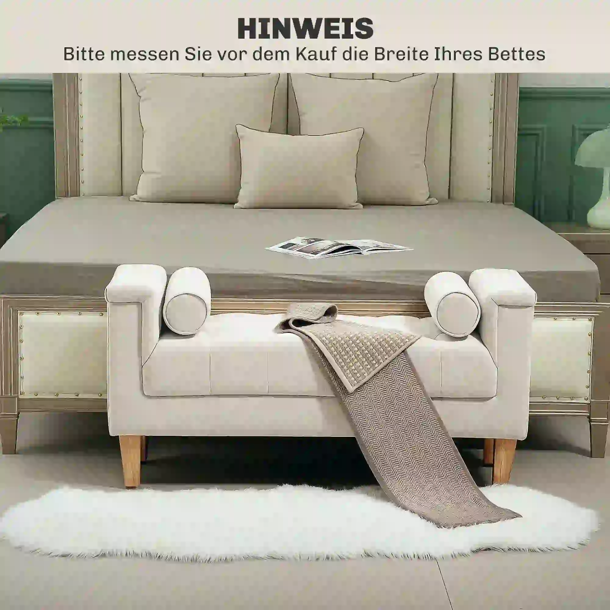 HOMCOM Polsterbank Vintage-Design Chenille Komfort Armlehne Beige