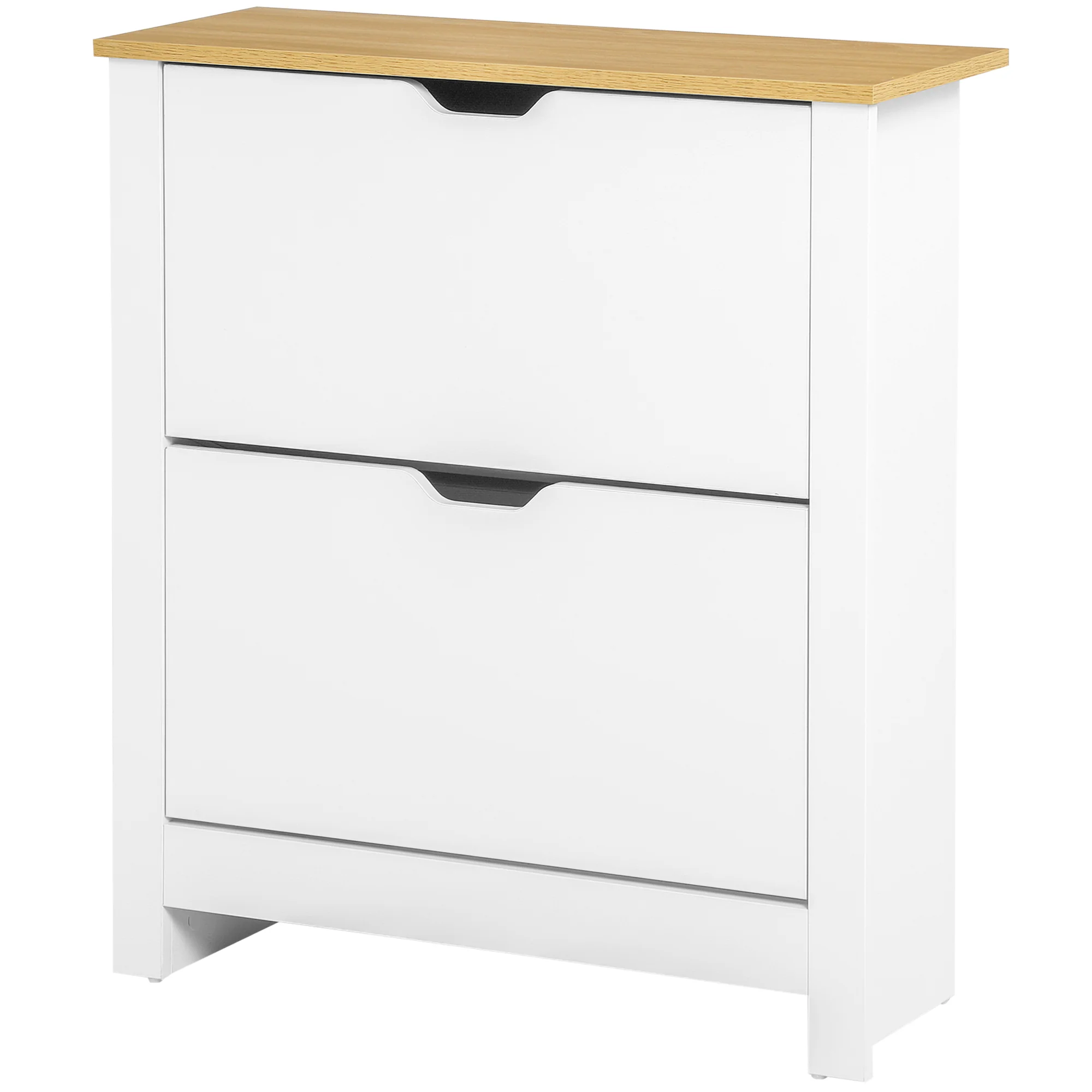 HOMCOM Schuhschrank 2 Klappen 12 Paar Schuhe Kippschutz Weiß