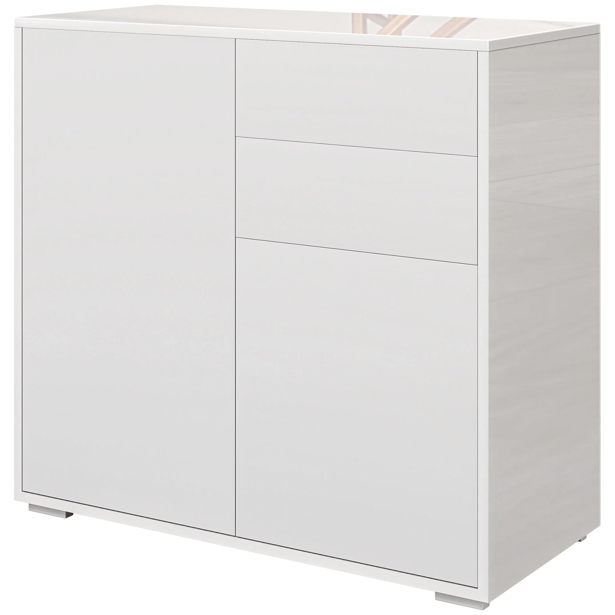 HOMCOM Sideboard Kommode verstellbares Regal Kippsicherung Weiß