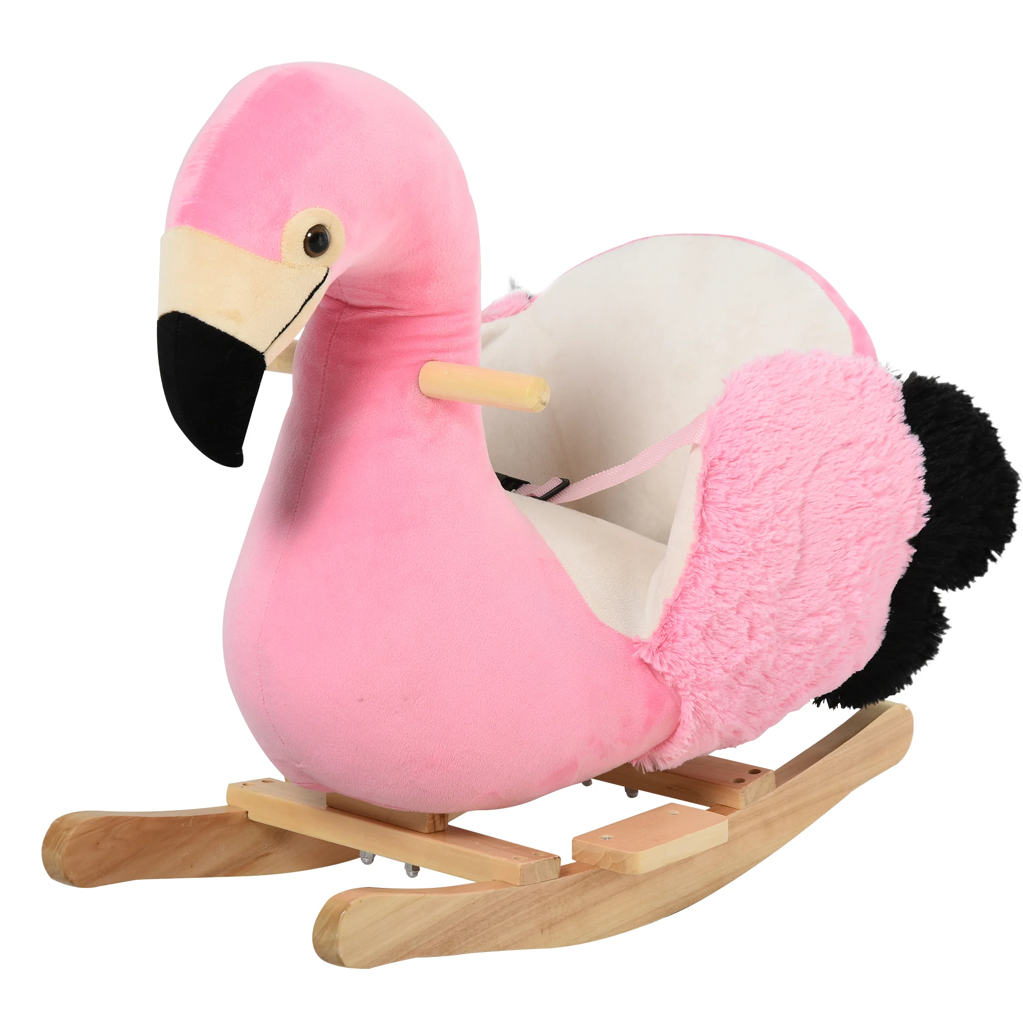 HOMCOM Schaukeltier Flamingo mit Sicherheitsgurt rosa