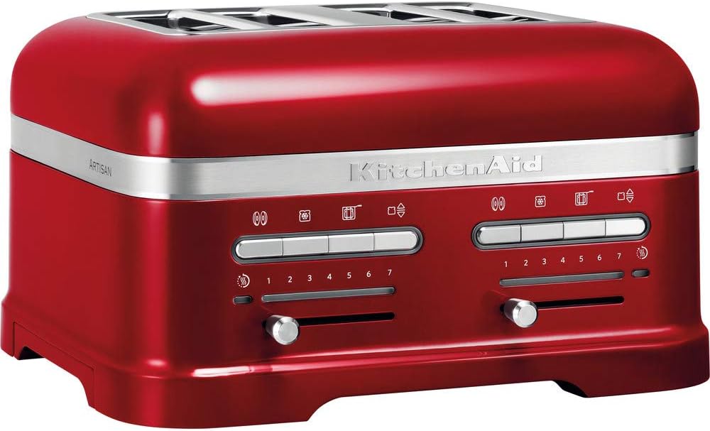 KitchenAid Toaster für 4 Scheiben mit Sandwich-Zange | Artisan | Retro Toast Machine | Verschiedene Funktionen und Bräunungsstufen | Rot