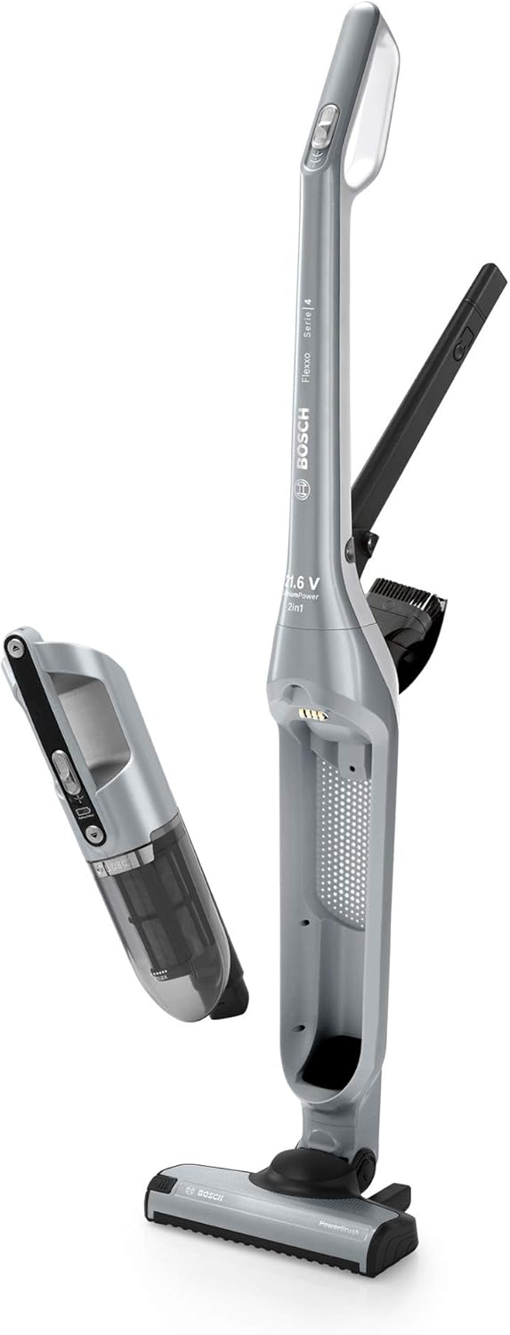 Bosch Akku-Staubsauger Flexxo 2in1 Serie 4 BBH32101, kabelloser Handstaubsauger, beutellos, hohe Saugleistung, Lange Laufzeit, Kurze Ladezeit, Fugendüse, alle Bodenarten, schwarz