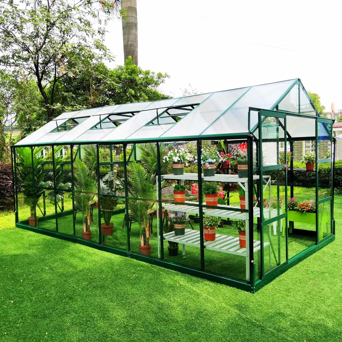 Metalcraft Gewchshaus, 14,4m, 4mm Sicherheitsglas, grün