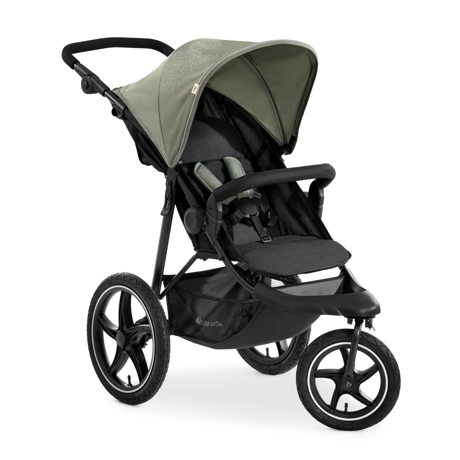 hauck Kinderwagen Runner 2, Dreirad Buggy mit XL Lufträder für Kinder bis 22 kg, UV-Schutz 50+, Belüftungsfenster, Höhenverstellbar, Faltbar, XL Korb bis 3 kg, Liegefunktion (Black)