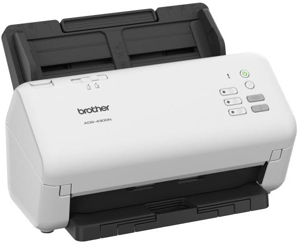 Brother ADS-4300N, Professioneller Dokumentenscanner mit USB und LAN, Duplex Scan, Schnelltasten, Weiß, ADS4300NRE1