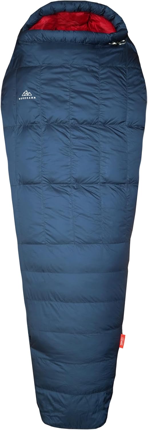 NORDKAMM® Daunenschlafsack 3 Jahreszeiten, leicht und kleines Packmaß, Schlafsack Daunen für Outdoor und Camping, Daunen Schlafsack Erwachsene in 2 Größen