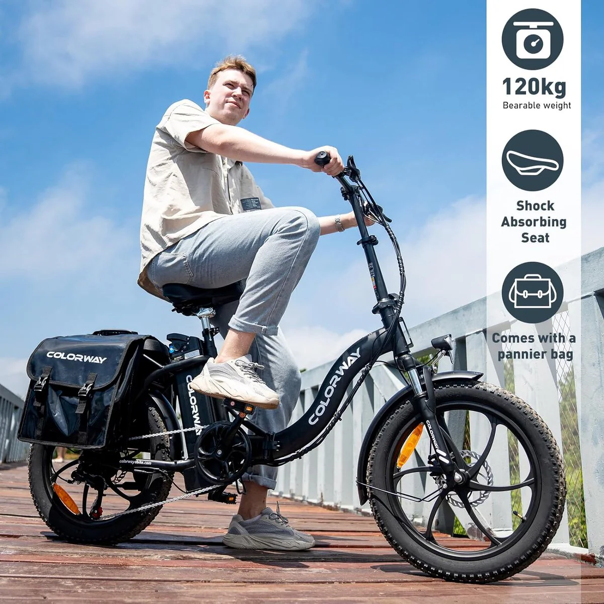 COLORWAY BK6S Klappbares E-Bike 350W 36V 15Ah 20x3.0 Reifen