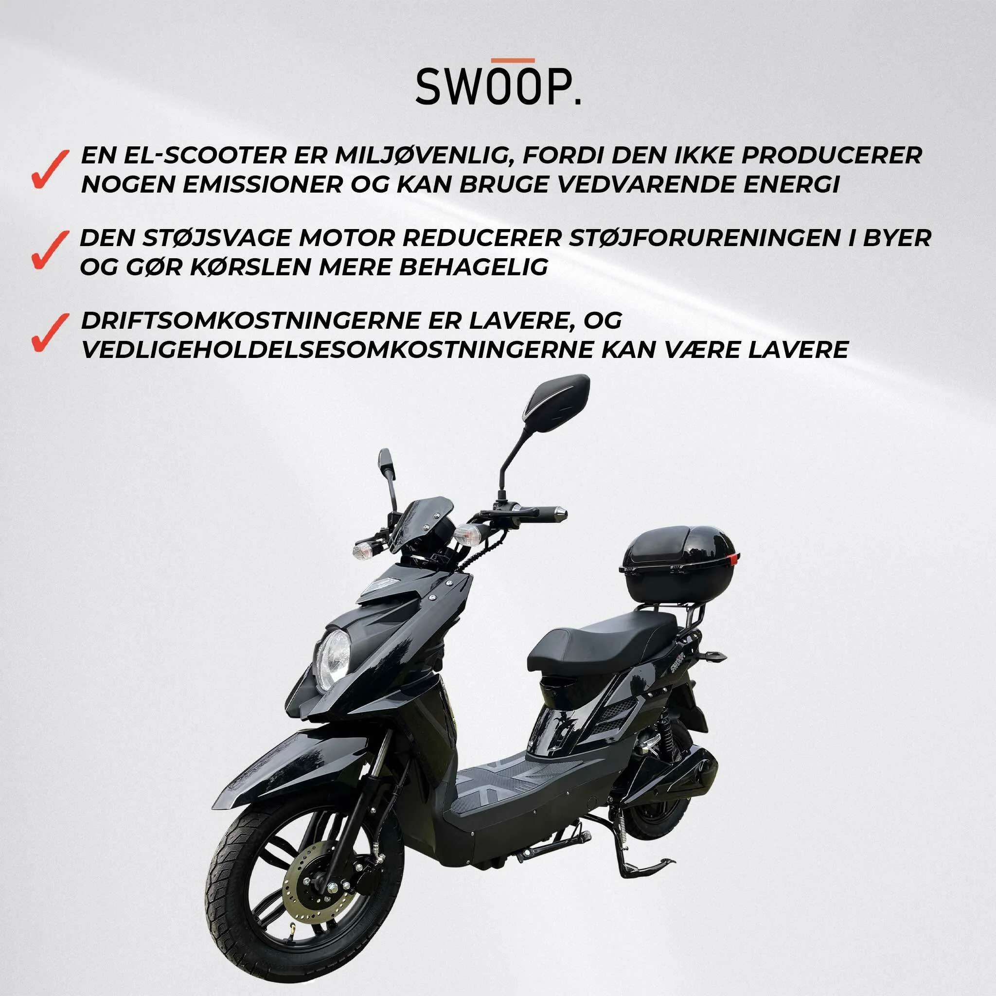 Swoop Elegante E-Scooter Elektroroller Schwarz 1000W