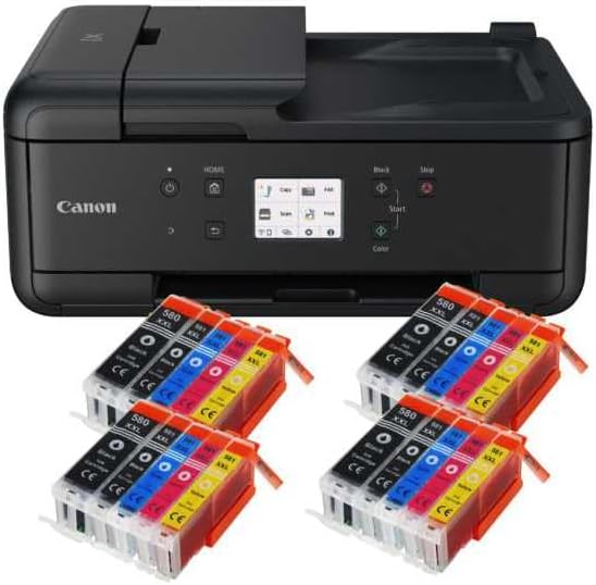 IC-Office TR7650 Farbtintenstrahl Multifunktionsdrucker 4-in-1 (Drucken, Kopieren, Scannen, Faxen, ADF, WLAN, AirPrint) schwarz + 10 XXL Tintenpatronen