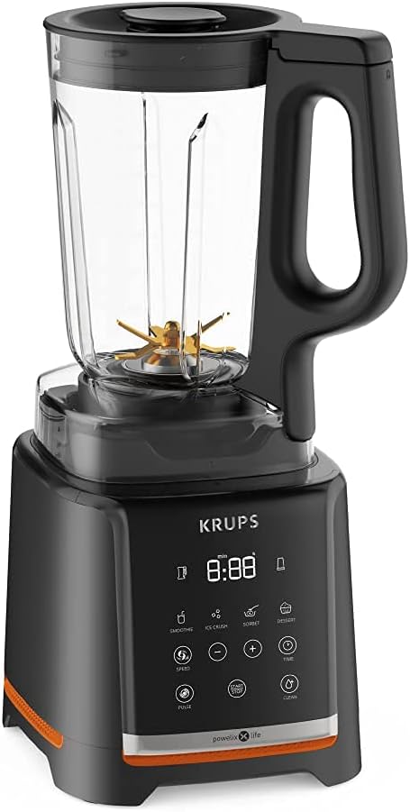 Krups Highspeed- Standmixer InfinyMix KB9158 | 1600 W | 5 automatische Programme + manuelle Einstellung | Tritanbehälter | inkl. Rezeptheft | Smoothies, Shakes, Crushed Ice | Schwarz