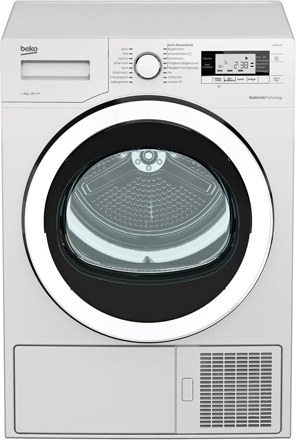 Beko B5T4824IF bPRO 500 Wäschetrockner, 8 kg, Frontlader Wärmepumpentrockner, allergikergeeignet, 15 Programme, Dampffunktion, Knitterschutz, Silent-Programm, AquaWave Schontrommel, Weiß