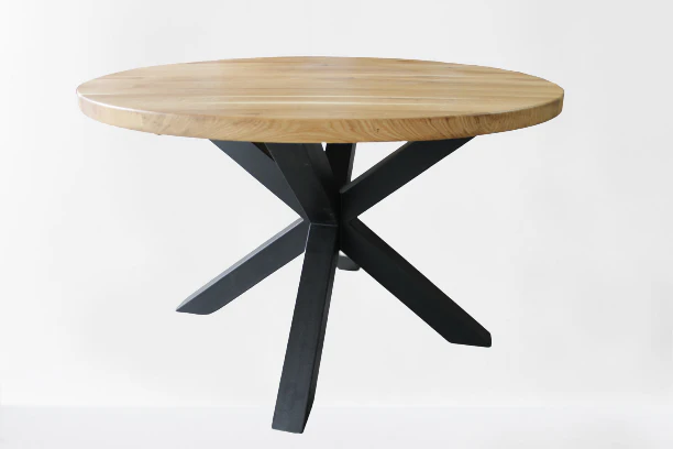 Serie UNA | Massivholztisch Rund - Eiche - inkl. Tischbein Matrix - versch. Gren und Farben | Durchmesser: 100 - 160 cm