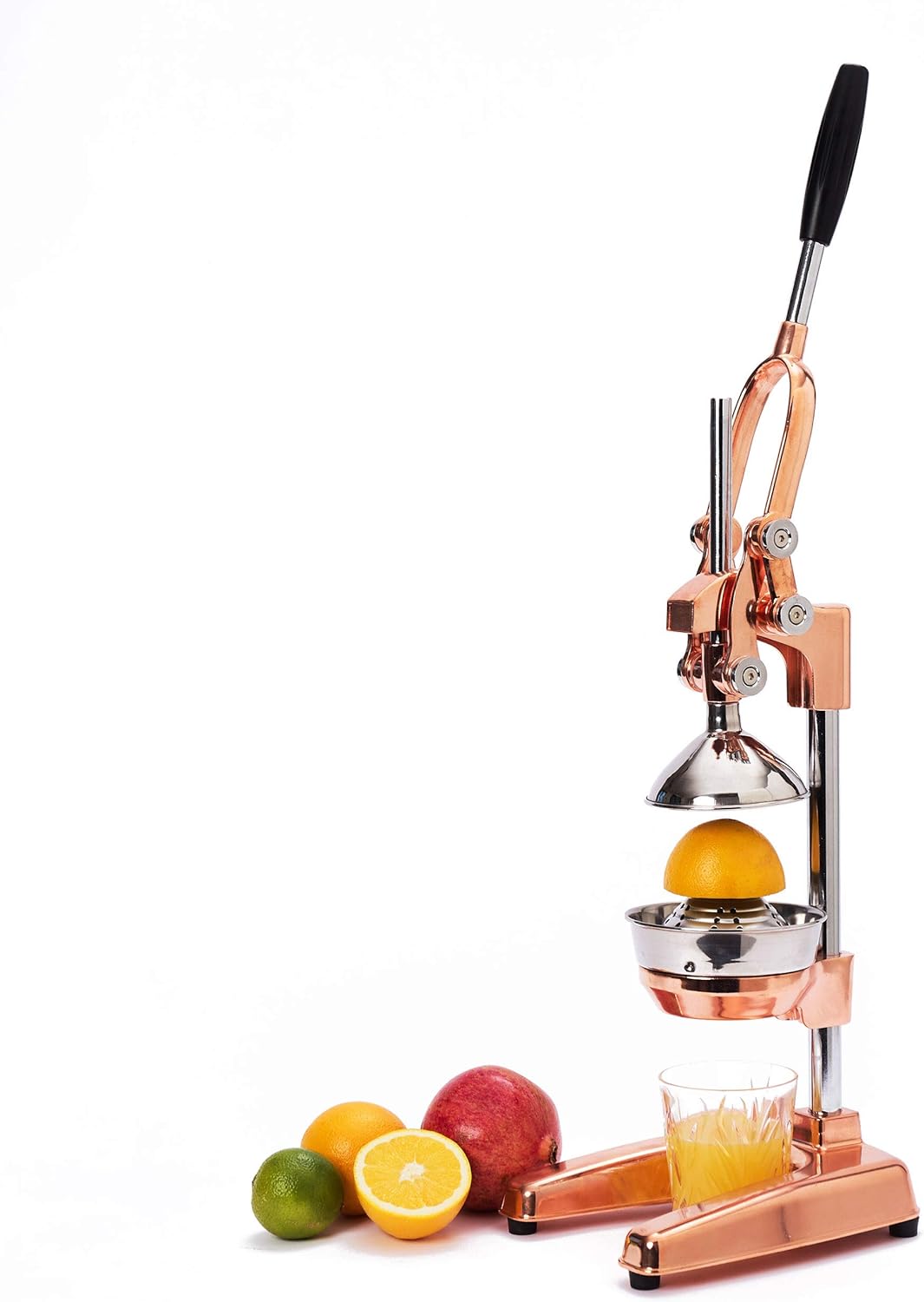 Lumaland Edelstahl Saftpresse | Hochwertige, sehr leise, manuell bedienbare Zitruspresse | Stilvolle Handpresse, wartungsfrei & leistungsstark für viel mehr Saft | Einfach frische Sfte pressen