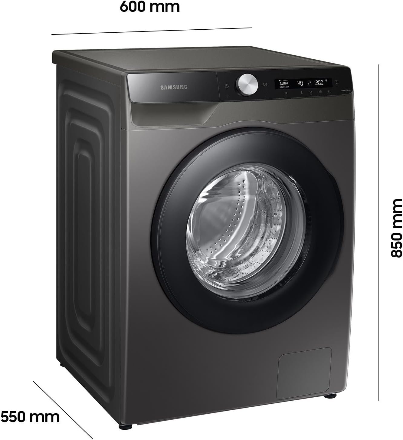Samsung Waschmaschine, 8 kg, 1400 U/min, Ecobubble, Simple Control, WiFi SmartControl, SuperSpeed 59 Min, Inox/Schwarz, WW80T604ALXAS2