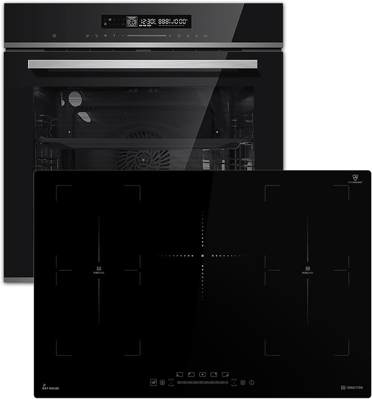 Autarkes Herdset: 60cm Einbaubackofen EB8017ED | 59cm Induktionskochfeld IH85901FZ | Katalyse | Pizzafunktion | Grill | Umluft | Heißluft | Automatik-Timer | SET8017IH592FZ