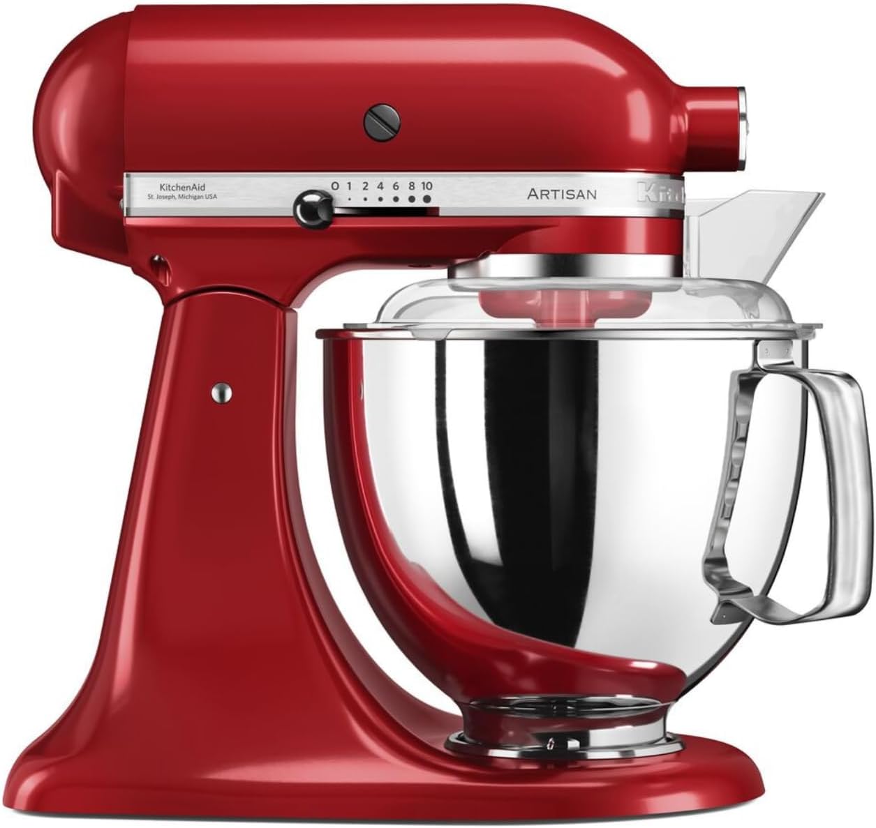KitchenAid Küchenmaschine I Artisan I Kippbarem Food Processor I Teigknetmaschine mit 5 Zubehör | 2 Schüsseln aus Edelstahl | 4.8 L | Empire Rot