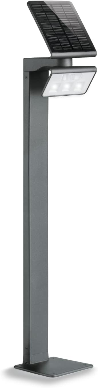 Steinel LED Solarleuchte XSolar GL-S silber, höhenverstellbar, 150 lm, 140° Bewegungsmelder, 5 m Reichweite, Grundlicht