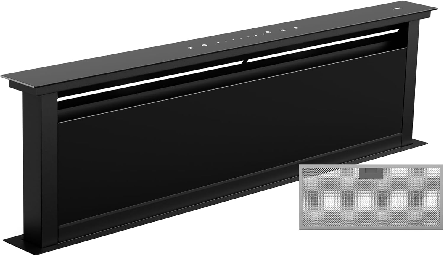 Klarstein Downdraft-Dunstabzugshaube, Versenkbare Abzugshaube, Leise Dunstabzugshauben mit Filter, Dunstabzugshaube 60cm, Umluft/Abluft Dunsthaube mit 10 Stufen, Dunstabzug 576 m³/h Luftstrom