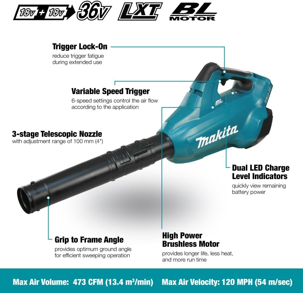 Makita DUB362Z Akku-Gebläse 2x18 V (ohne Akku, ohne Ladegerät)