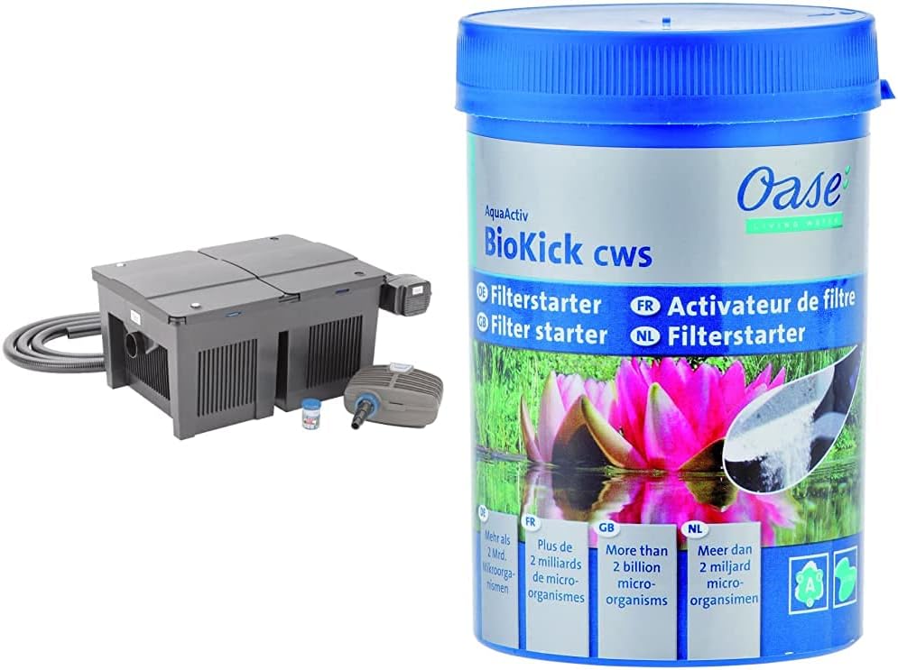OASE 56789 Durchlauffilter BioSmart Set 36000 geeignet für Teiche bis 36 m³, Filtersystem, Filterkomplettset inkl Filtermaterial, Teichpumpe und UVC Klärer