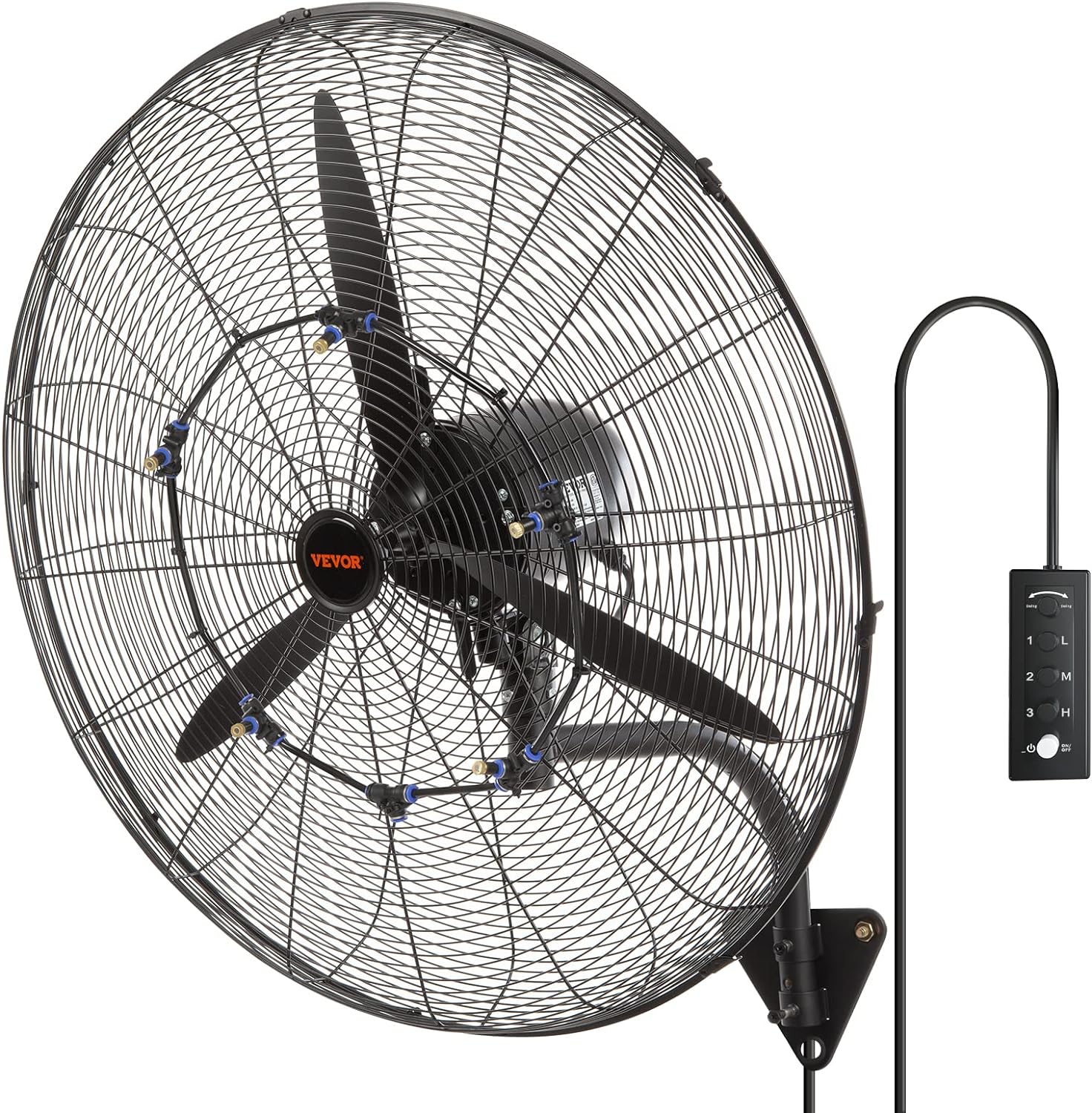VEVOR Nebelventilator, 74,9 cm, wasserdichter Industrieventilator, 3 Geschwindigkeiten, 9500 CFM, gewerblicher oder privater Ventilator zur Kühlung von Lagerhäusern, Gewächshäusern, Werkstätten