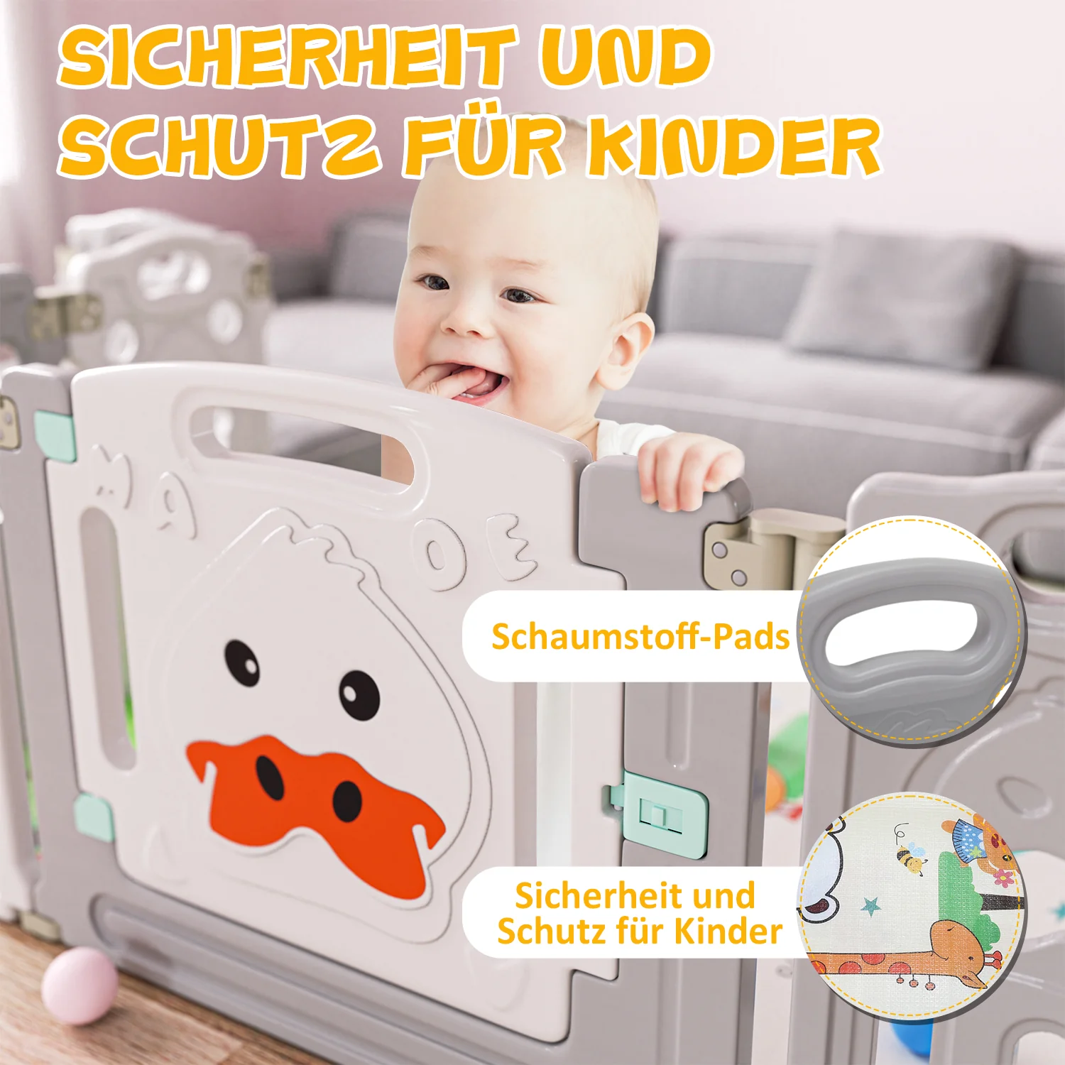 Sonnewelt Laufgitter Faltbares baby mit Krabbelmatte