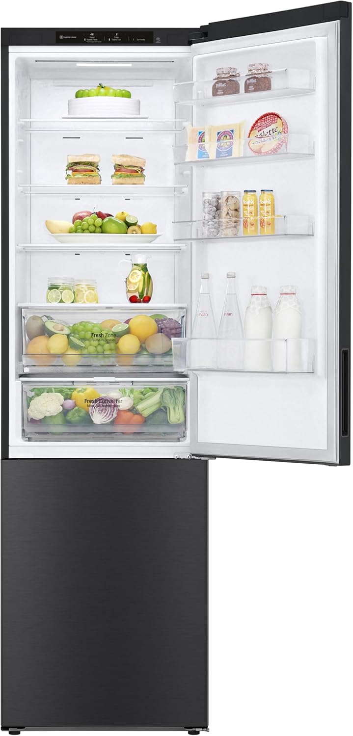 LG GBP62MCNBC, Klasse B, 384 L, Kühl-/ Gefrierkombination, Frische Features, Kühlschrank mit Gefrierfach und Innendisplay, DoorCooling+, LINEARCooling, 59,5 x 203 x 67,5 cm ꟷ Matte Black
