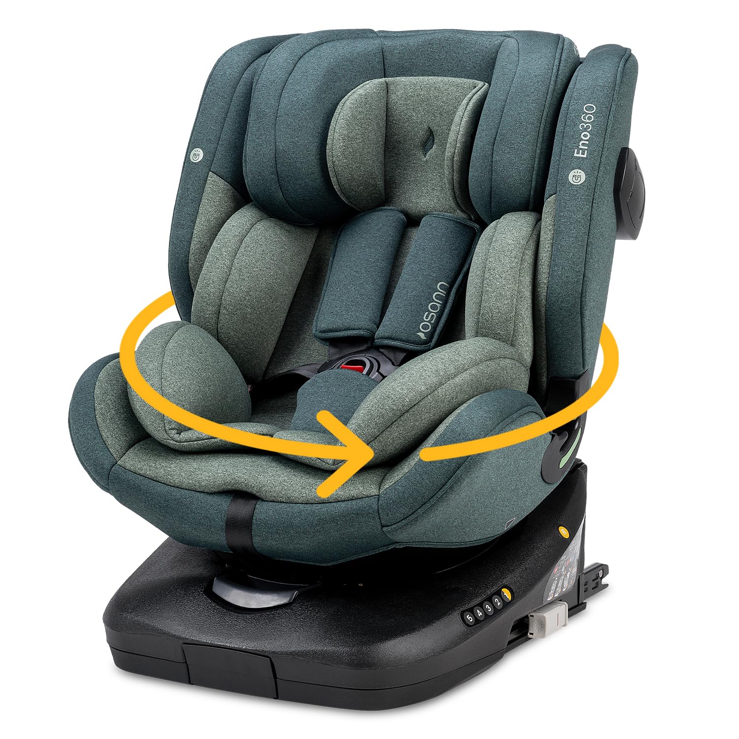 Osann Eno360 i-Size, drehbarer Kindersitz 40-150 cm, Reboarder mit Isofix, Baby Autositz – All Black
