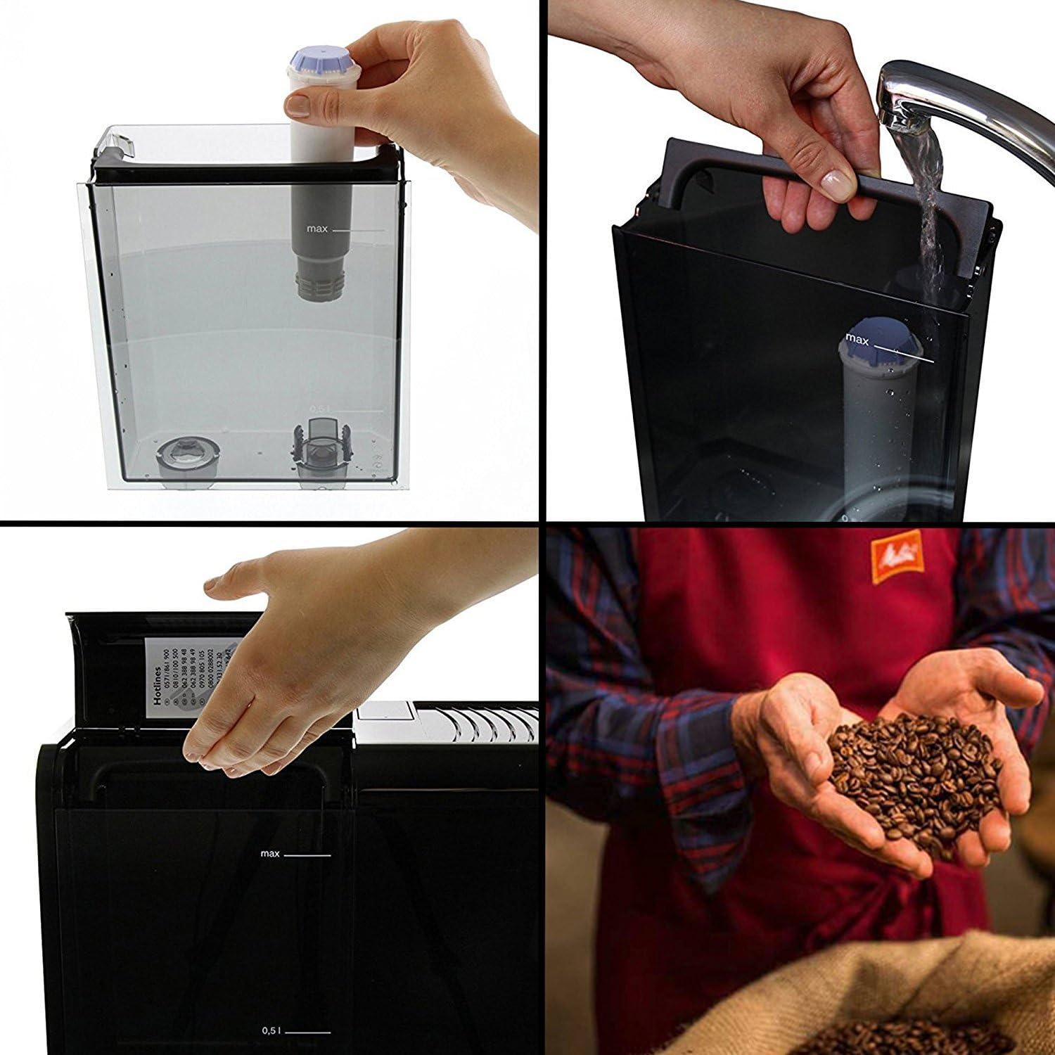 Melitta Solo & Milk - schlanker Kaffeevollautomat mit Milchaufschäumer, Kaffeemaschine mit abnehmbarem Wassertank, für z. B. Kaffee oder Cappuccino, silber