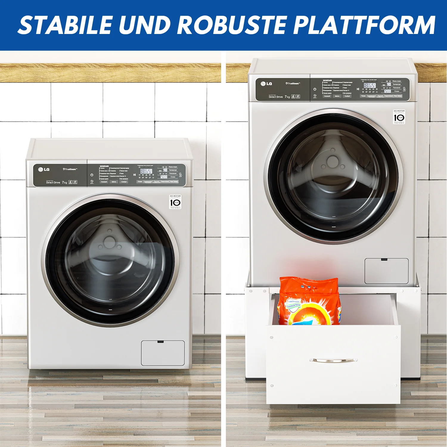 Sonnewelt Waschmaschinen Untergestell mit Schublade