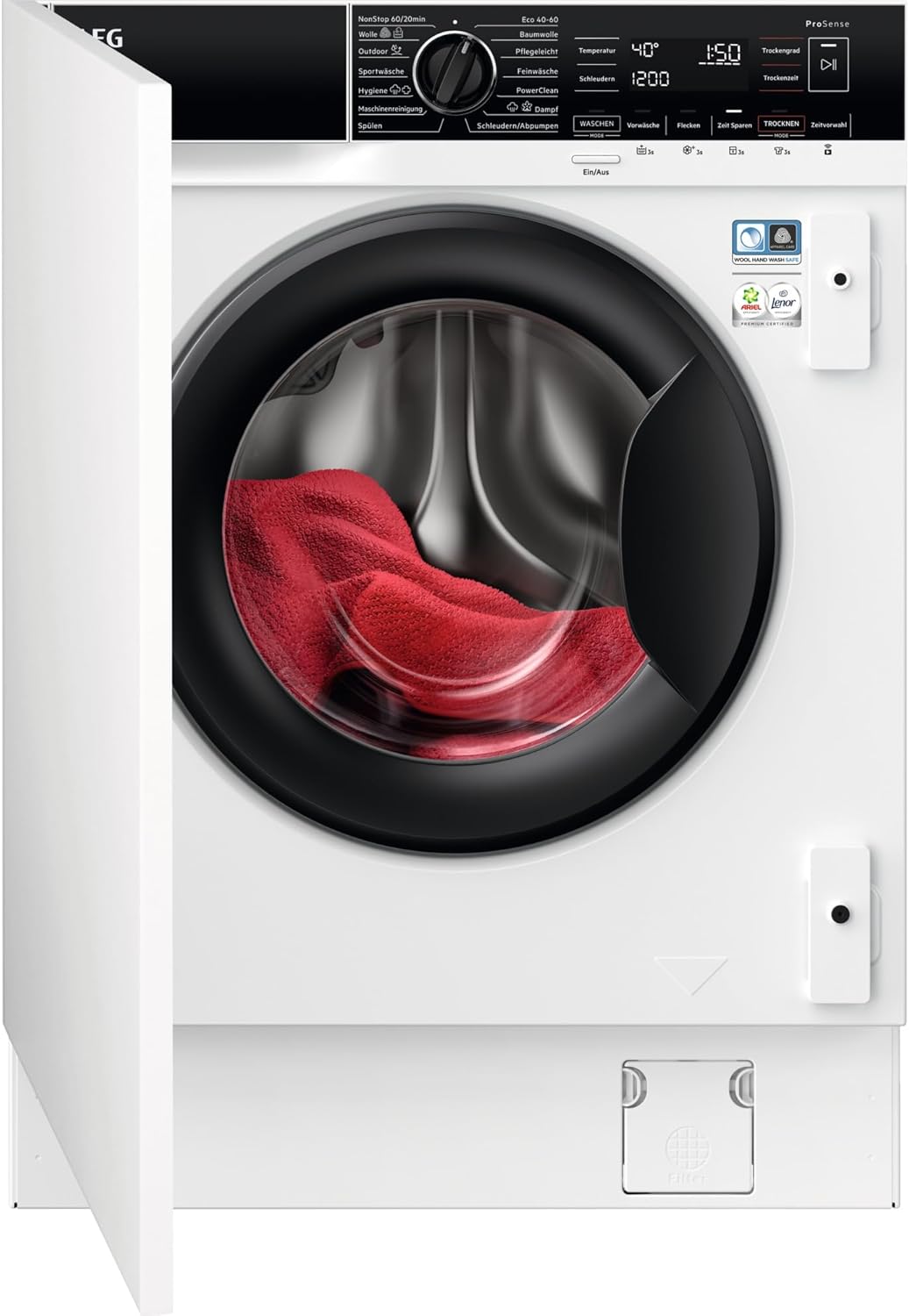 AEG L7WBA60680 Waschtrockner / DualSense - schonende Pflege / 8 kg Waschen / 5 kg Trocknen / D / energiesparend / Mengenautomatik / Nachlegefunktion / ProSteam - Auffrischfunktion / 1600 U/min
