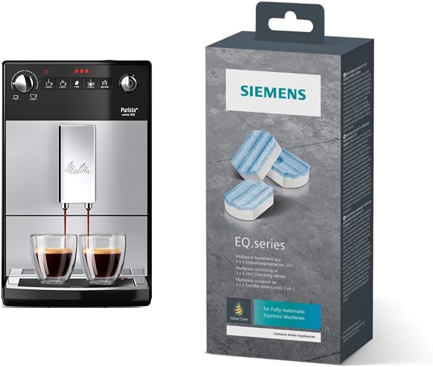 Melitta Purista - Kaffeevollautomat mit Lieblingskaffee-Funktion, Kaffeemaschine mit Mahlwerk und 3-stufig einstellbarer Kaffeestärke, für Kaffee und Espresso, schwarz