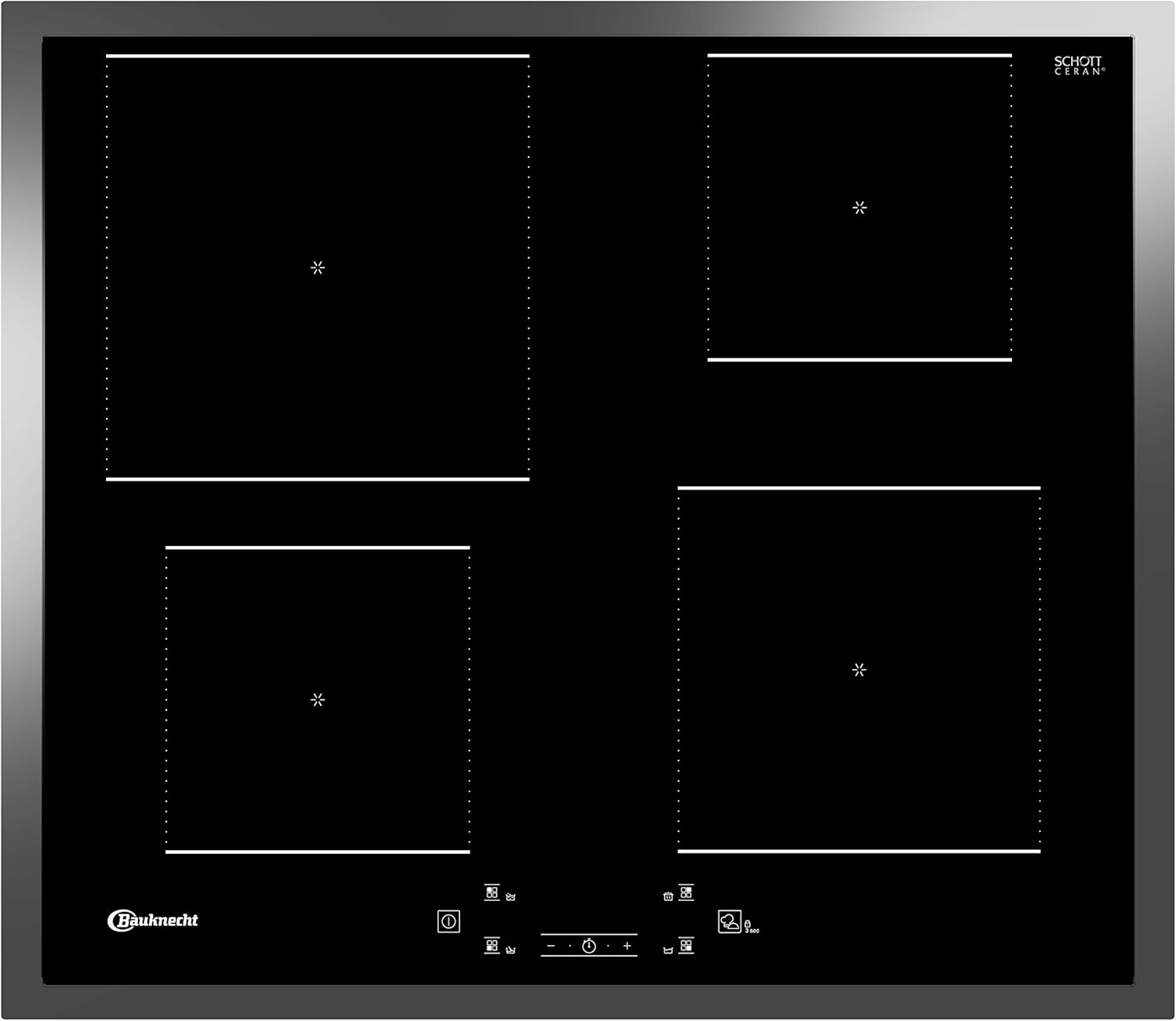 Bauknecht Induktions-Kochfeld BQ 2760S FT / Booster/ Touch Control /Simmer-Funktion / Restwärmeanzeige/ flacher Edelstahl-Rahmen