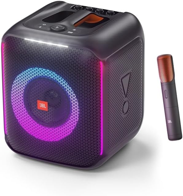 JBL PartyBox Encore – Tragbarer Party-Lautsprecher für drinnen und draußen – Mit eingebauten Lichtern, IPX4-Design und tiefem Bass – 10 Stunden Laufzeit – Schwarz