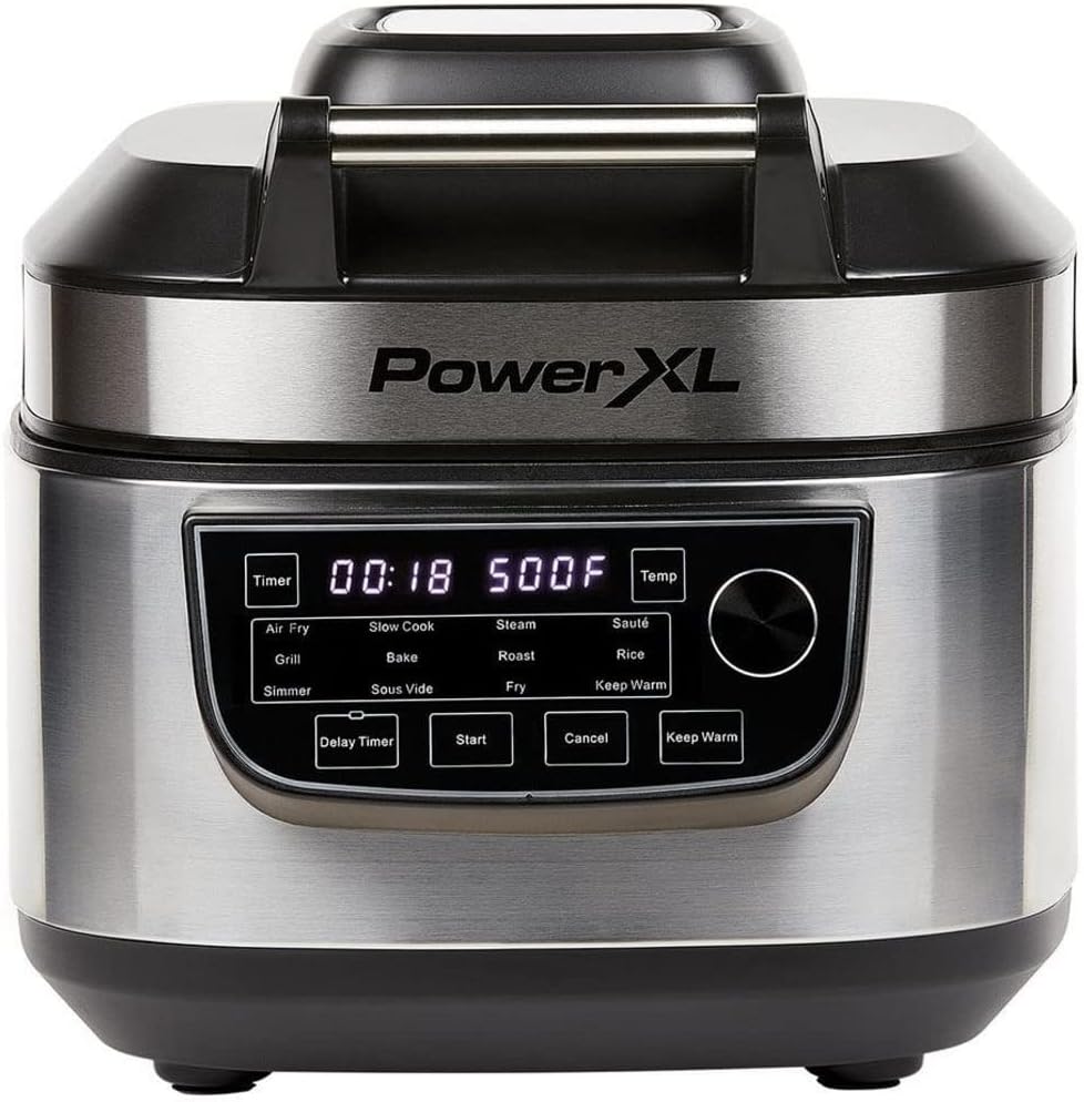 PowerXL MultiCooker - 12 in 1 Multikocher mit Warmhaltefunktion - Heißluftfritteuse, Backofen, Bratpfanne, Reiskocher uvm. - 5,7 Liter Fassungsvermögen - 12 Kochprogramme - Airfryer - Kaloriensparend