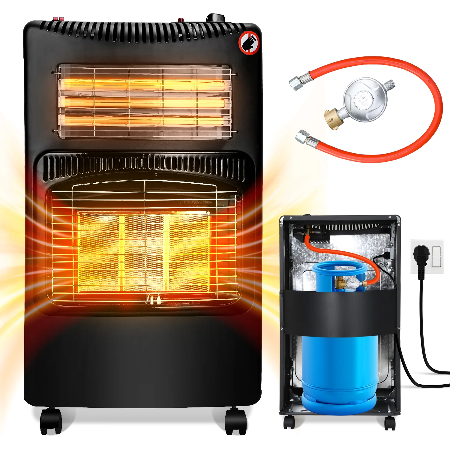 Sonnewelt Gasheizer 4200W und 1260W Elektrische Gasheizgert mit Druckminderer