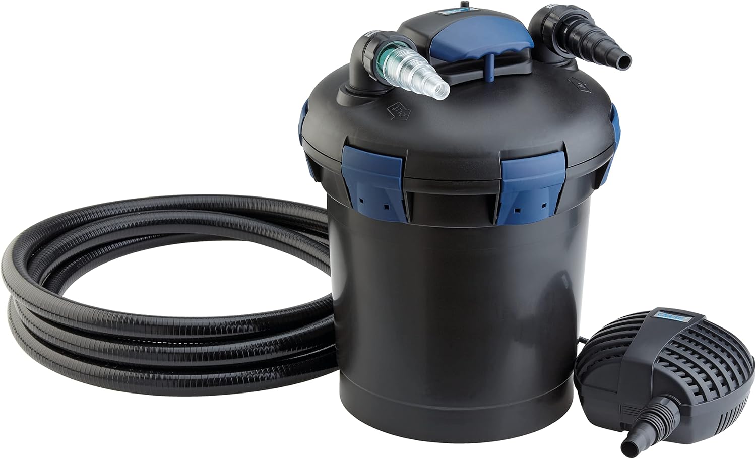 OASE 50499 Druckfilter BioPress Set 4000, Teichfilter Filterset zur effektiven und raschen Algenbekäpfung, Komplettset inkl Filterpumpe und UVC Klärer