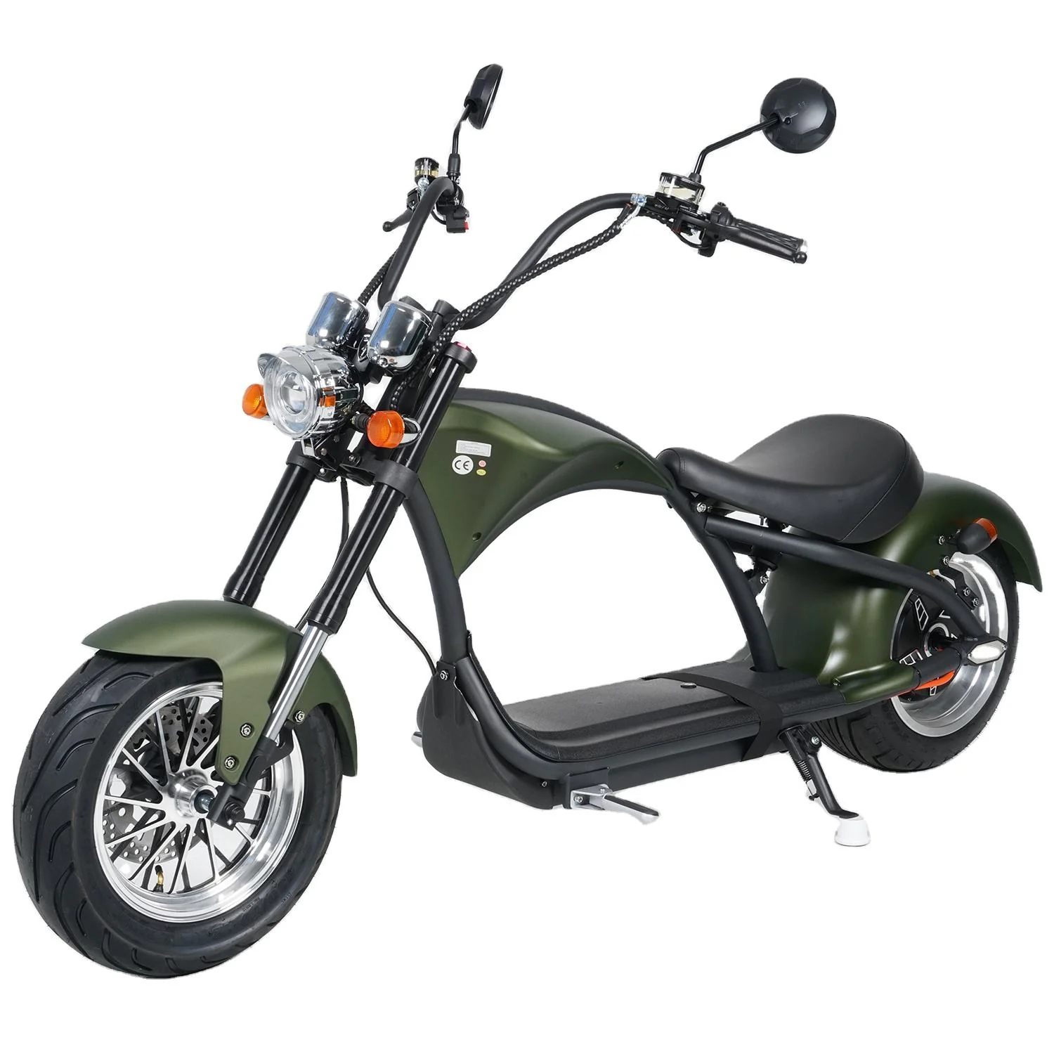 Elektro-Chopper Mangosteen M1 in Mattgrün – 2000W Hochleistungsmotor und Stilvoll