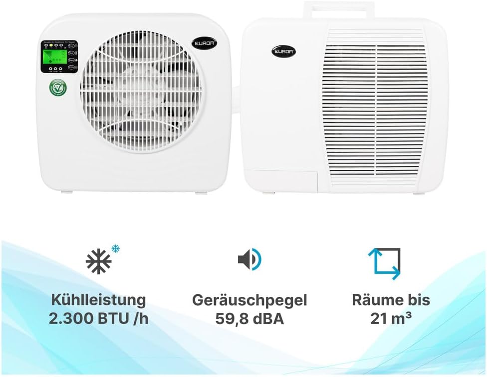 EUROM Split Klimaanlage AC2401 für Wohnwagen, Wohnmobil, Camping, Boot, Bus, Camper, Caravan, Mobilheim | Mobiles Klimagerät mit 2400 BTU | Verbessertes Modell dem legendären Klima AC2400