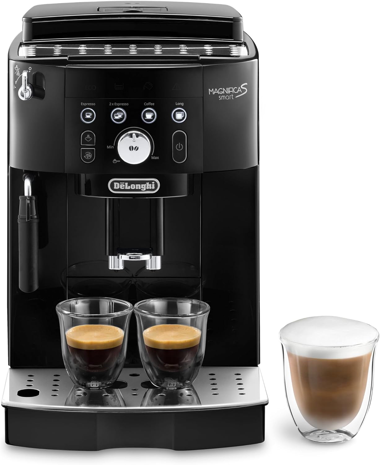 De'Longhi Magnifica Start ECAM222.20.B, Kaffeevollautomat mit Milchaufschäumdüse, für Cappuccino, mit Espresso-Direktwahltase und 2x Espresso Funktion, 13-stufiges Kegelmahlwerk, 1450 W, Schwarz