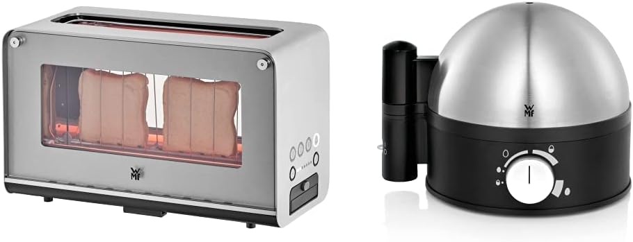 WMF Lono Toaster Glas mit Brtchenaufsatz, 2 Scheiben, XXL, motorisierte Toastaufnahme, Aufwrm-Funktion, 7 Brunungsstufen, Toaster edelstahl matt