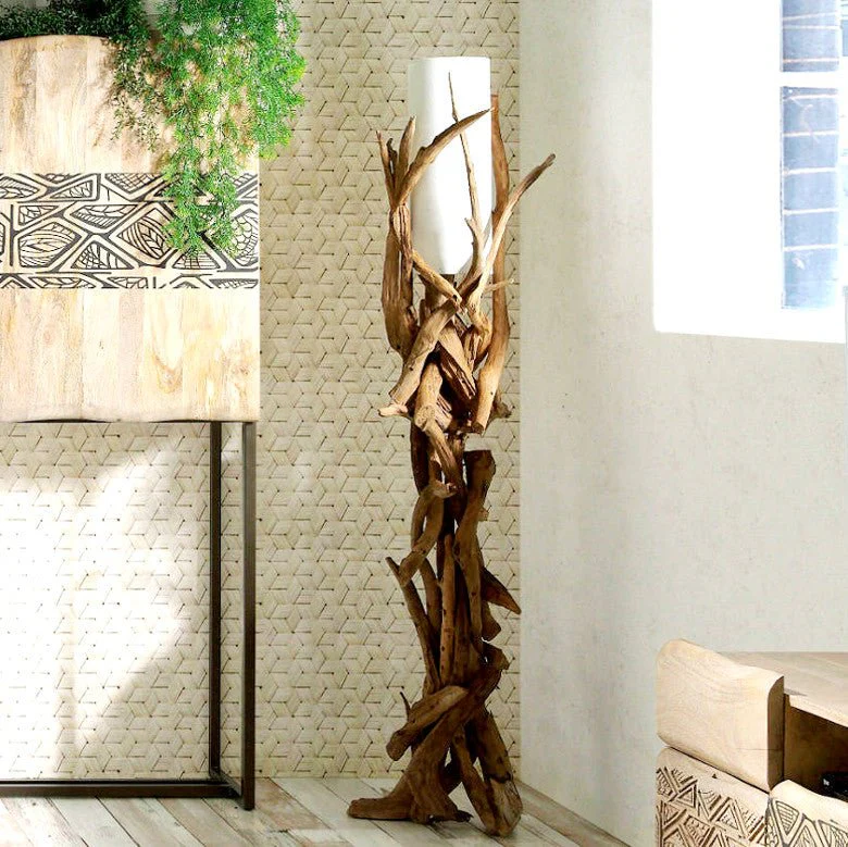 Treibholz Stehlampe VILLA Lampenschirm Natur