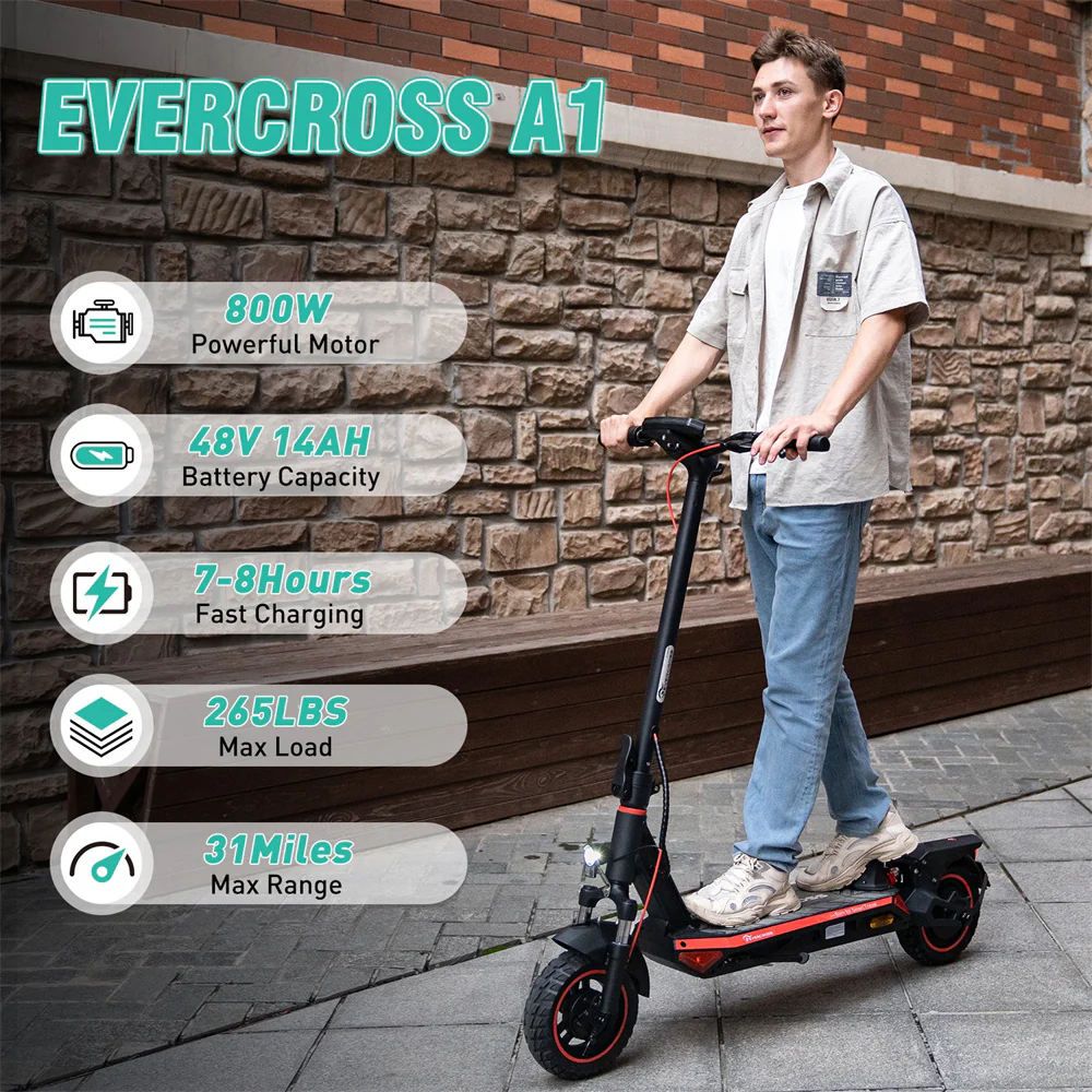 Evercross A1 Electric Scooter with- 500W Motor, 48V 14Ah Battery, 25km/h