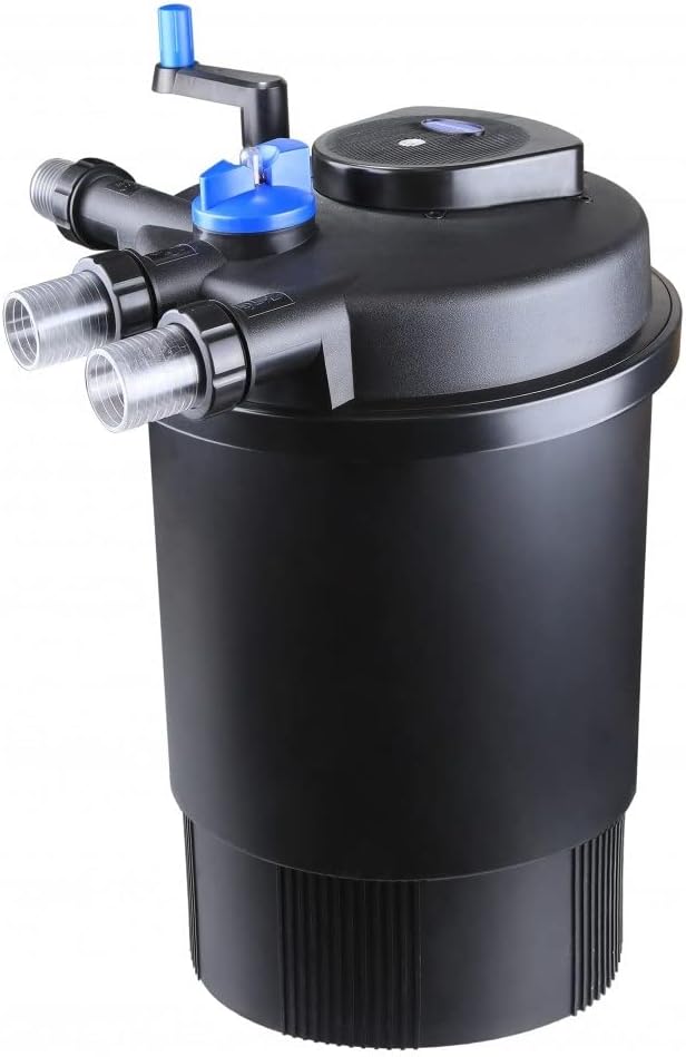 AquaOne Druckteichfilter CPF-30000 I Teichfilter für Teiche bis 60.000 Liter I Bio Teich Filter inkl.55 Watt UVC Klärer mit Kurbelreinigung I schwebealgenfreies klares Wasser