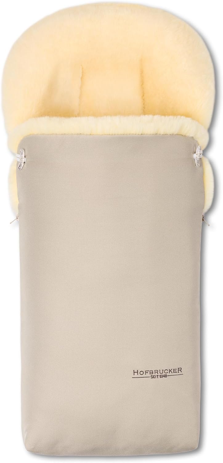 Hofbrucker Lammfell-Fußsack Putzi Kinderwagen, Buggy/Winterfußsack wind- & wasserabweisend/Warmer Fußsack Oberteil abnehmbar/echtes Lammfell/Made in Germany