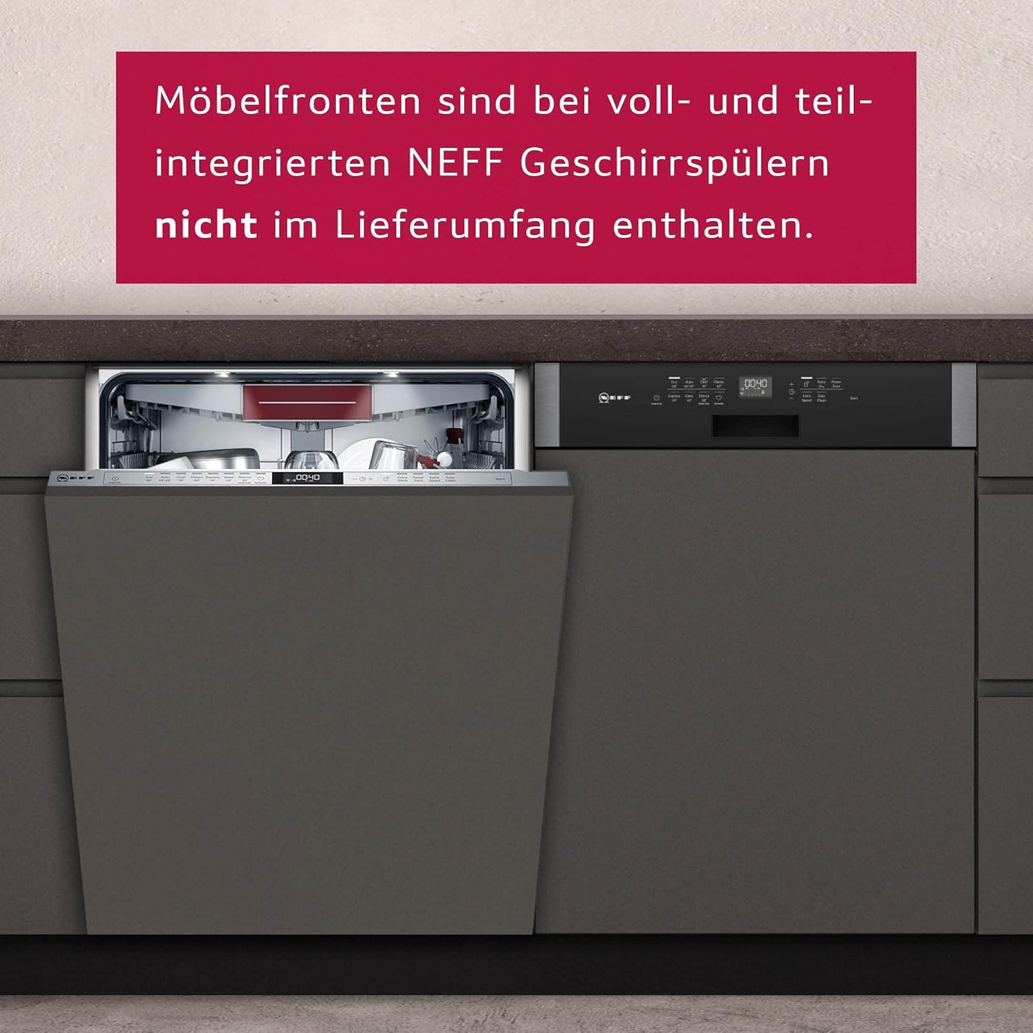 NEFF S155HTX15E N 50 Vollintegrierter Geschirrspüler, 12 Maßgedecke, Edelstahl, 81,5 cm Höhe