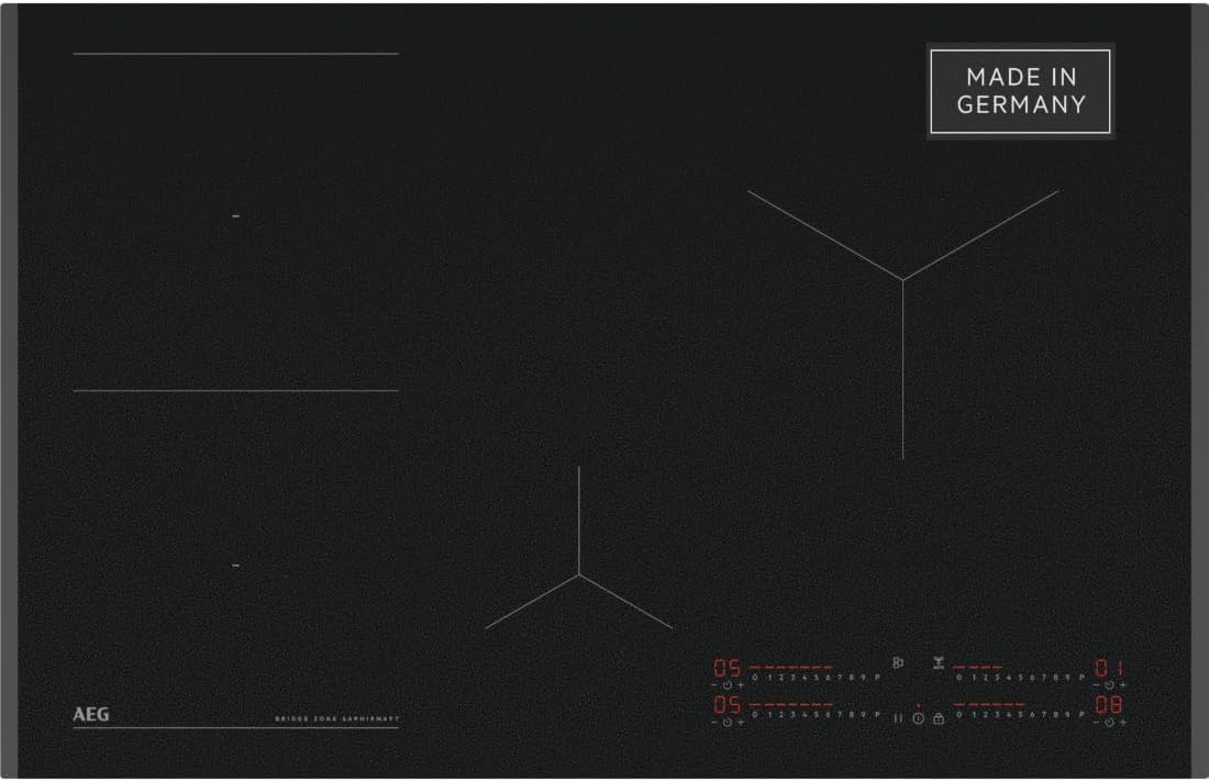 AEG Induktionskochfeld autark 80cm mit Dunstabzug / Made in Germany / 4 Flex-Kochzonen mit Bridge (Kombination 2er Zonen) / Auto-Funktion des Dunstabzugs / Aktivkohlefilter / COLI84COXB